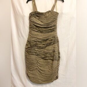 Catherine Malandrino Sleeveless Silk Gold/Bronze Sheath Dress, Size “P”